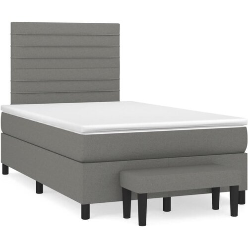 vidaXL Box spring postelja z vzmetnico temno siva 120x190 cm blago Cene
