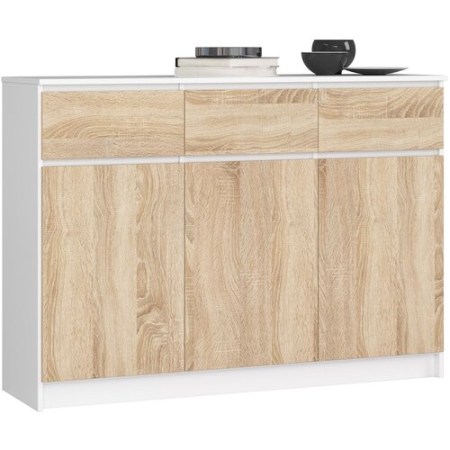 AKORD KOMODA K140 3D 3SZ CLP BELO / SONOMA, (21702891) Slike