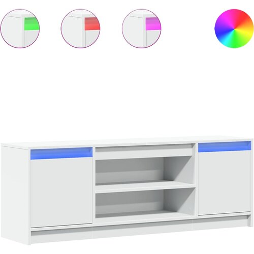 Maison Chic TV omarica - TV stojalo - Televizijska omarica z LED bela 139,5x34x50 cm inženirski les, (21700402) Slike