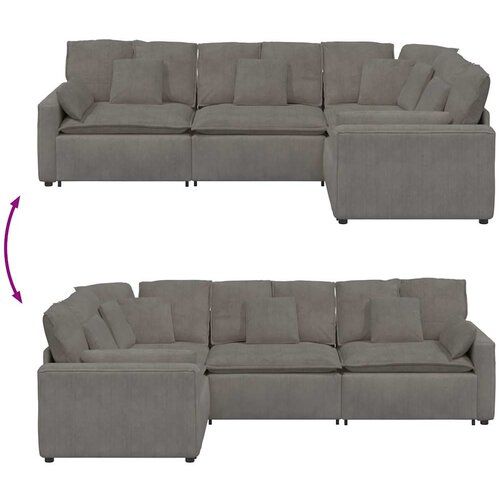  Modularna sofa s jastucima, korduro tkanina, svijetlo siva Slike