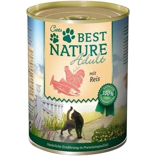 Best Nature Varčno pakiranje Cat Adult 12 x 400 g - losos, piščanec in riž
