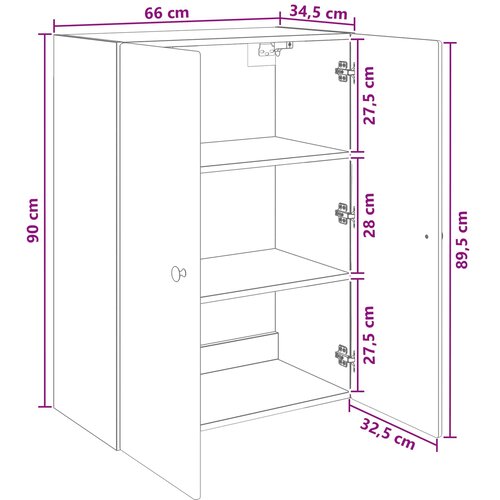  Ormar za montažu na zid 66 x 34,5 x 90 cm Konstruirano drvo Slike