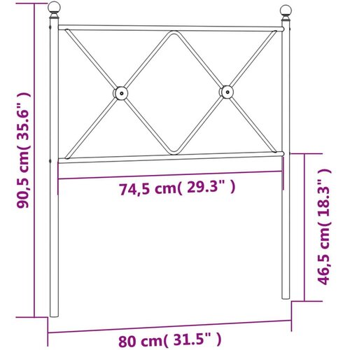  Metalno uzglavlje bijelo 75 cm Slike