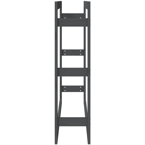  Stalak za drva za ogrjev sivi 100x25x100 cm od masivne borovine Slike