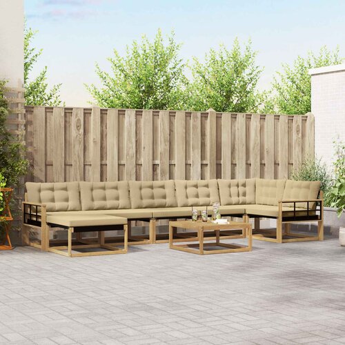  Set vanjskih sofa 8 kom. Bijela i bež Čvrsto drvo akacije Cene