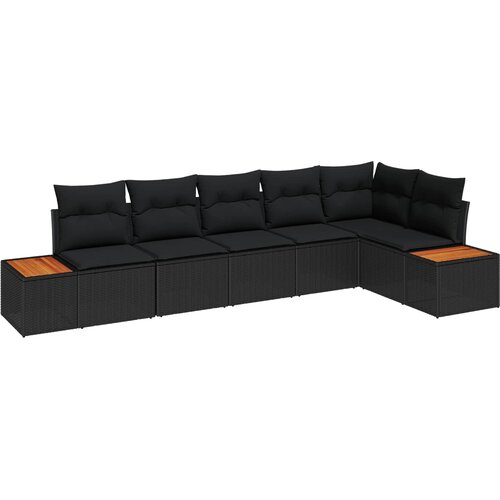  Sjedeća garnitura za vrt 6 kom. Crna Poli ratan 319 x 154 x 69 cm Slike