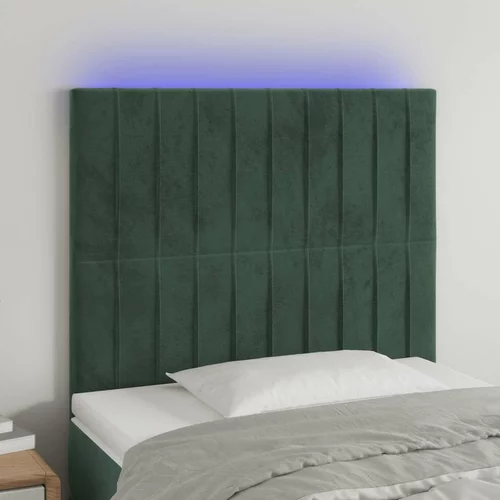  LED posteljno vzglavje temno zeleno 90x5x118/128 cm žamet, (20932320)