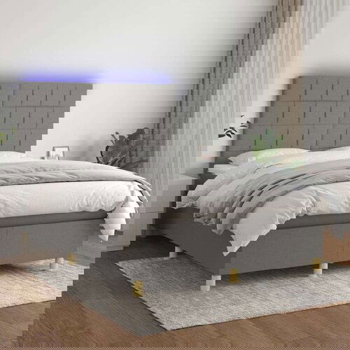  Box spring s madracem LED tamnosivi 140x190 cm tkanina Cijene