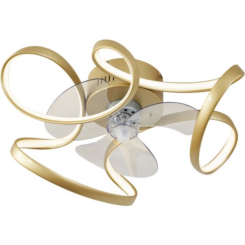 QAZQA Stropni ventilator medenina 55cm vklj. LED zatemnitev z daljinskim upravljalnikom - Mandy Slike