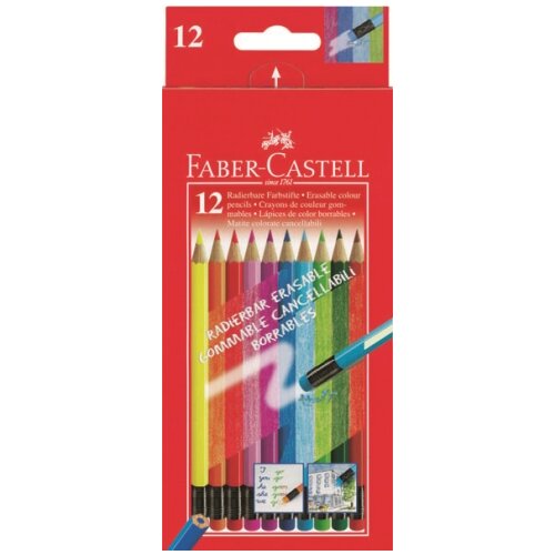 Faber-castell drvene bojice sa gumicom set - 12 boja Slike