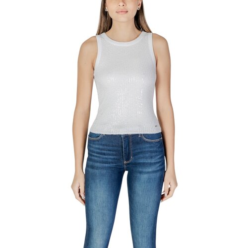 Guess Majice brez rokavov ALEXIA SEQUINS TANK W5GP06 KCS10 Bela Slike