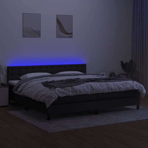  Krevet box spring s madracem LED crni 200x200 cm od tkanine Slike