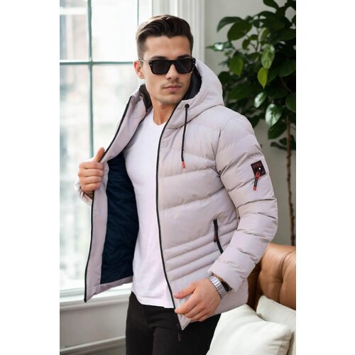Dewberry 67514 Hooded Winter Mens Puffer Coat-STONE Cene