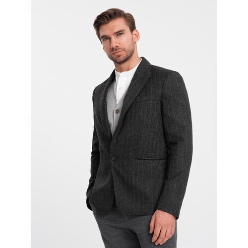 Ombre Stylish men&amp;#039;s jacquard jacket with delicate stripes - graphite Slike