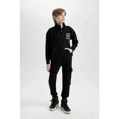 Defacto Boy Black Thick Waist Elastic Leg Pocket Jogger Sweatpants