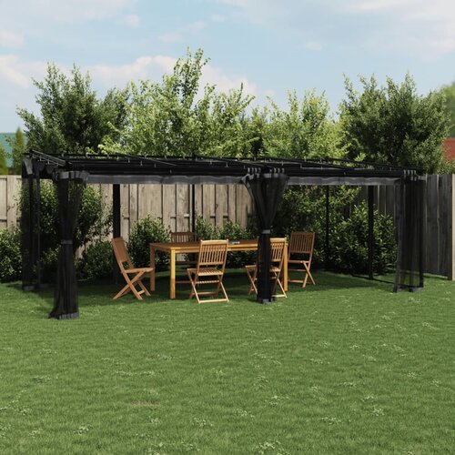 vidaXL Paviljon z mrežastimi stenami antracit 6x3 m jeklo Cene