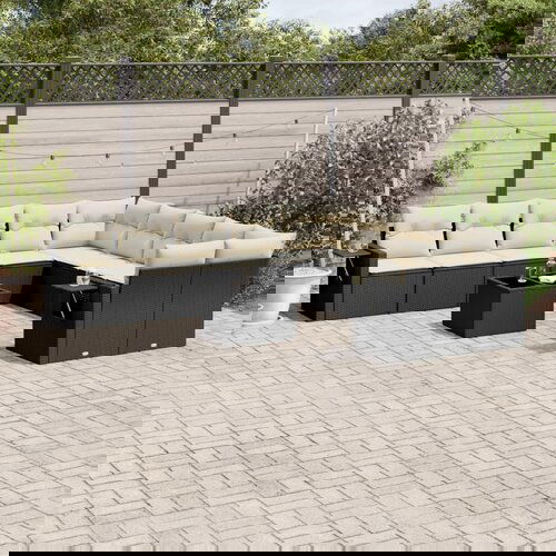 vidaXL 11-dijelni set vrtnih sofa od poliratana s jastucima crni Cijene