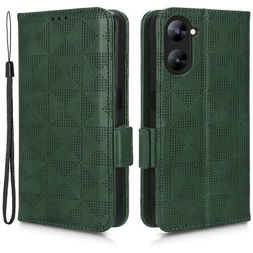 INORCO Za Realme V30t/V30 5G, odporna na udarce PU usnjena torbica za telefon z natisnjenim trikotnim stojalom, pokrov denarnice, (22034455) Slike
