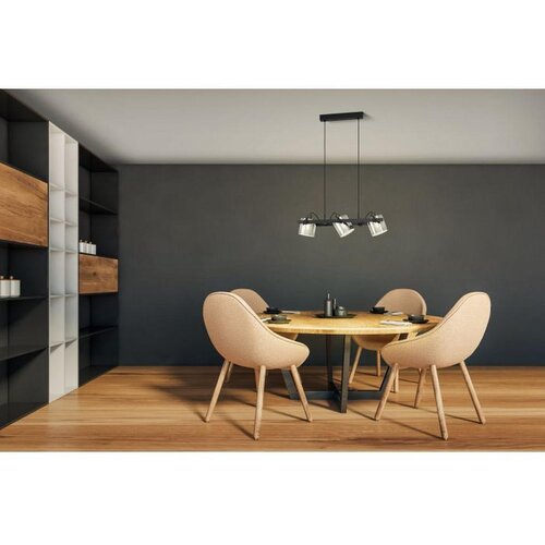 Lesnina XXXL visilica Hornwood 2 43606, 3x E27, 78 cm, crna/dimljeno staklo Slike