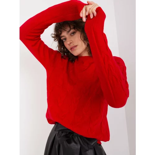Fashion Hunters Red Classic Sweater with Cables