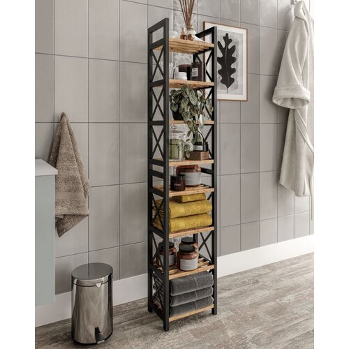 Hanah home višenamenska polica mini flower 8, hrast-crna Cene