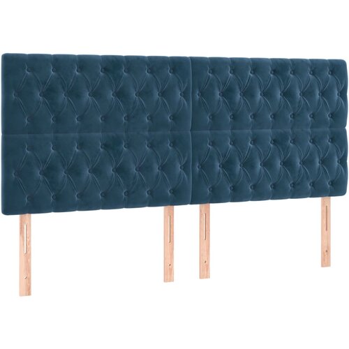 Maison Chic Posteljno vzglavje - Vzglavna omarica 4 kosa temno moder 90x7x78/88 cm žamet, (22077221) Cene