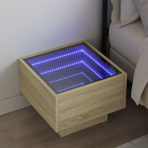 vidaXL Nočna mizica z neskončnimi LED sonoma hrast 40x40x30 cm Cene