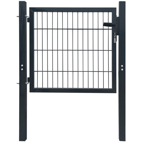 VidaXL 2D ograjna vrata (enojna) antracitno siva 106x130 cm Slike