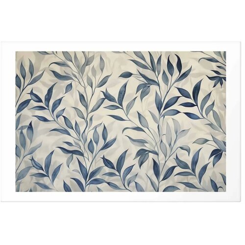  Plakat - Delicate Botanical Motif with Blue Leaves 60x40 Bez okvira s margom Slike
