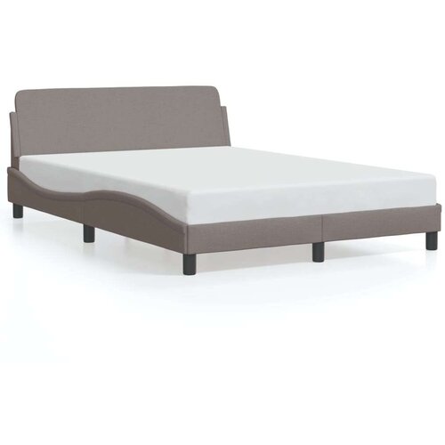  Okvir za krevet s uzglavljem smeđesivi 140x190 cm od tkanine Slike
