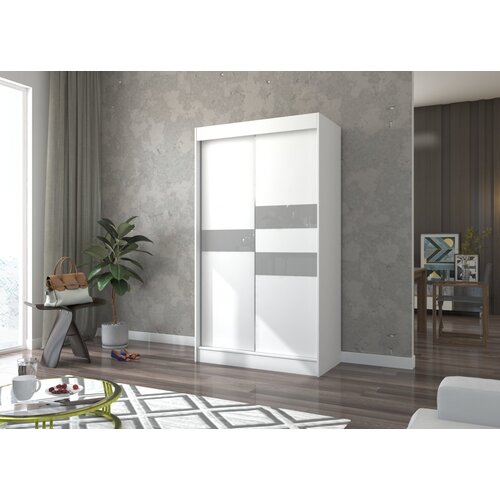 ADRK Klizni ormar BATIA s lakobel staklom 120 cm - BIJELA-SIVI LACOBEL Cijene