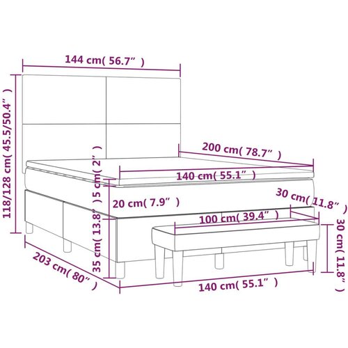  Krevet s oprugama i madracem svjetlosivi 140x200 cm bar&amp;scaron;unasti Slike