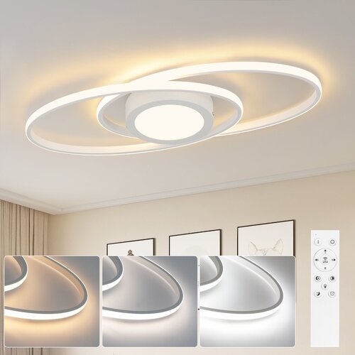 Nettlife Ovalna LED stropna svetilka 48W zatemnljiva bela z daljinskim upravljalnikom 3000K - 6500K moderna za spalnico, otro&scaron;ko sobo, pisarno, (22111108) Cene