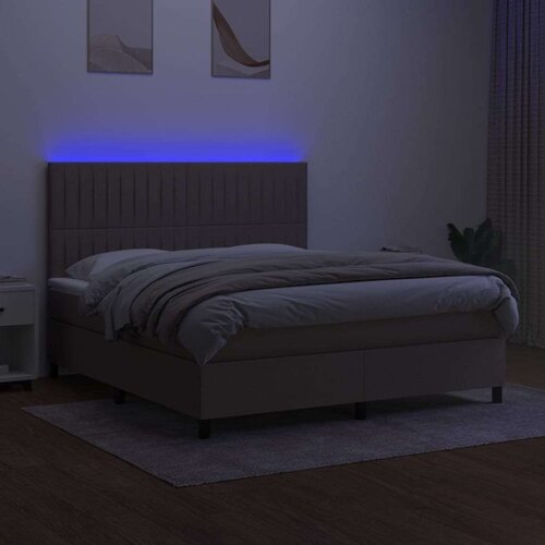  Box spring s madracem LED smeđesivi 180x200 cm tkanina Slike