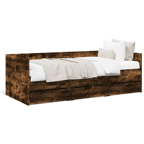  Dnevni krevet s ladicama dimljena boja hrasta 100x200 cm drveni