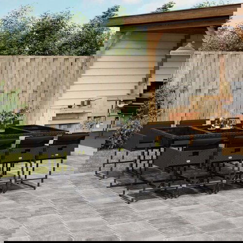  9-dijelni vrtni blagovaonski set s jastucima crni od poliratana Cijene