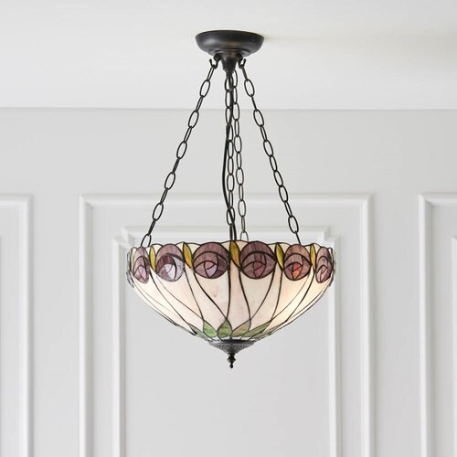  Endon 64175 - Luster na lancu Tiffany HUTCHINSON 3xE27/60W/230V pr. 40 cm Slike