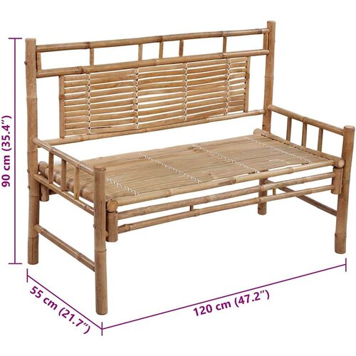  Klupa s jastukom 120 cm od bambusa Slike