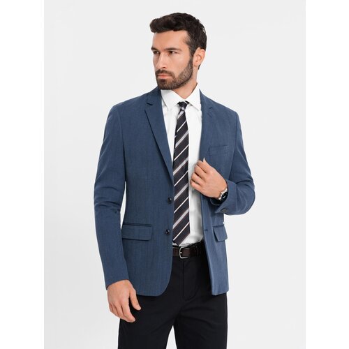 Ombre Elegant men's plaid blazer with wool blend - grey Cene