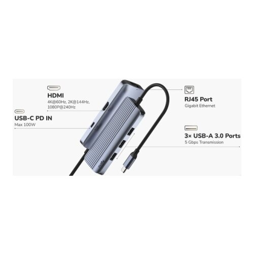 Cudy UH606 6-In-1 USB-C Hub with Gigabit Ethernet Port Slike