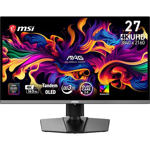 MSI Monitor MAG 272UP QD-OLED E16, 67,3 cm (26,5"), 3840x2160 (UHD), QD-OLED, 165 Hz, 0.03 ms (GTG), 250 nits, nastavljiv po vi&scaron;ini, (5000241675) Cene