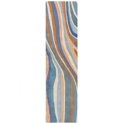 Flair Rugs Plava ručno rađena vunena staza 60x230 cm Abstract Flow – Cijene