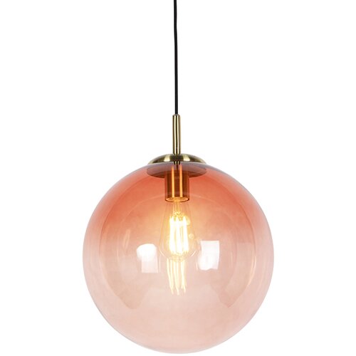 QAZQA Art deco viseča svetilka medenina z roza steklom 33 cm - Pallon Cene
