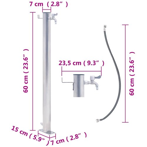  Vrtni stup za vodu 60 cm od nehrđajućeg čelika okrugli Slike