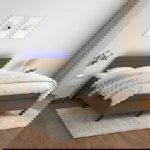 The Living Store Box spring postelja z vzmetnico LED tem. rjava 120x200 cm blago - Box Spring Postelja, (21517717) Cene
