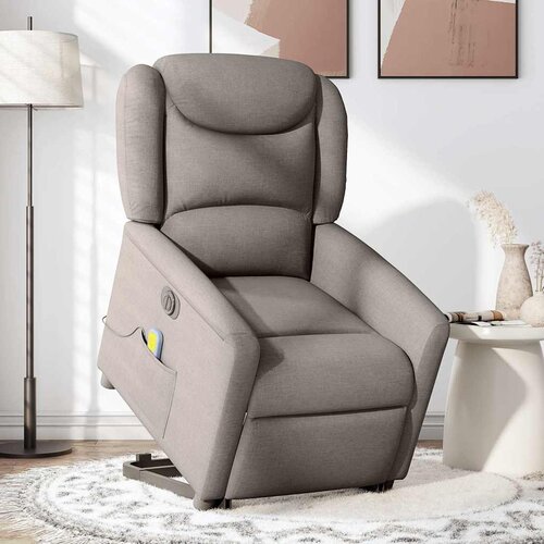 Maison Chic Električni masažni naslanjač - Relax naslanjač s funkcijo vstajanja taupe, (22042502) Slike