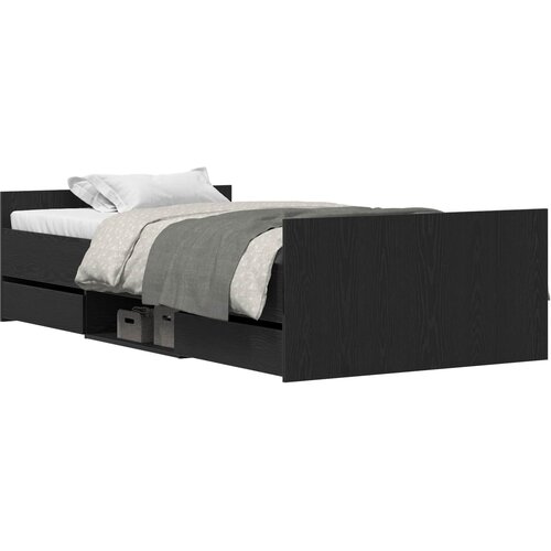  Krevetna konstrukcija s ladicama Crni hrast 203 x 103 x 50 cm Slike