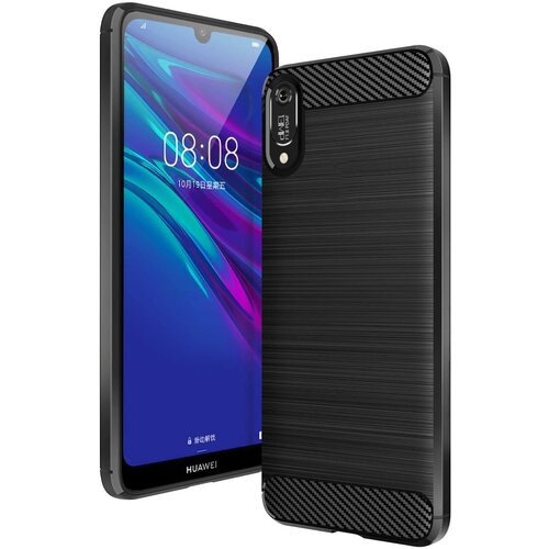  Gumijasti / gel etui Carbon za Huawei Y6 (2019) / Honor 8A - črni Slike