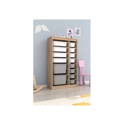 Hanah home Višenamjenska komoda Montana Xs 2D4N8U, 69 x 112,2 x 29,6 cm, Smeđe-bijelo-siva Cene