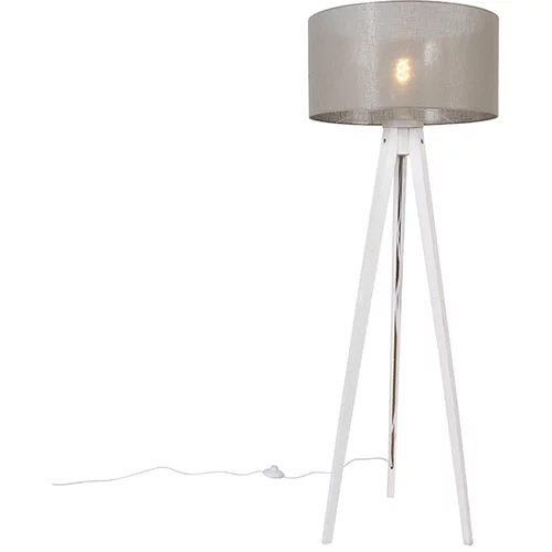 QAZQA Sodobna stojalo za talno svetilko bela z odtenkom 50 cm - Tripod Classic